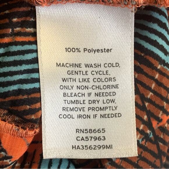 Halogen Slip Dress | XS V Neck Burnt Orange Turquoise Diamond design | - Picture 7 of 11